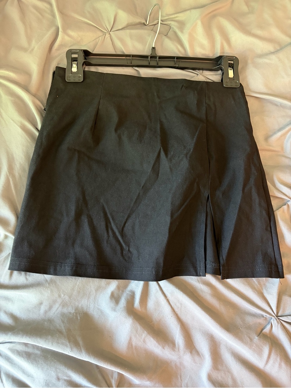 Black Mini Skirt with Front Slit